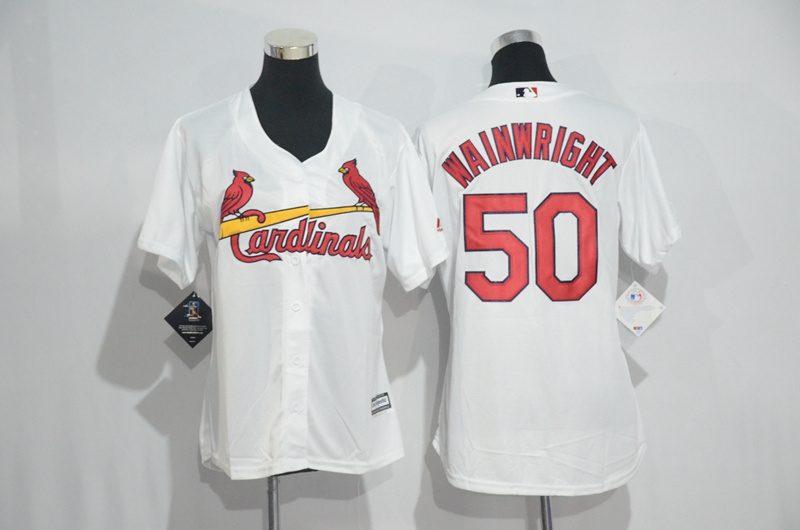 Womens 2017 MLB St. Louis Cardinals #50 Wainwright White Jerseys->women mlb jersey->Women Jersey